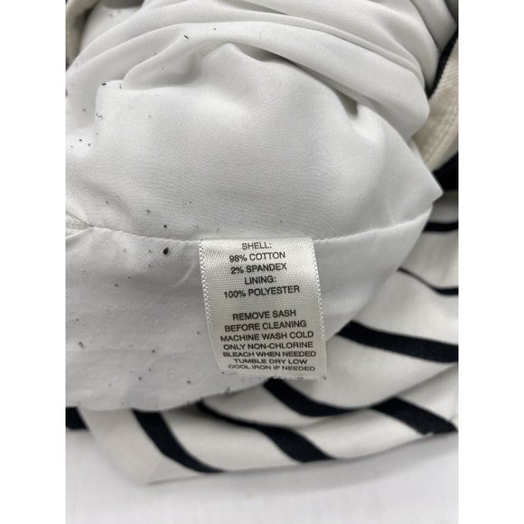 White House Black Market Skirt Size 8 Black White Striped Pleated Belt Flared - Picture 7 of 7